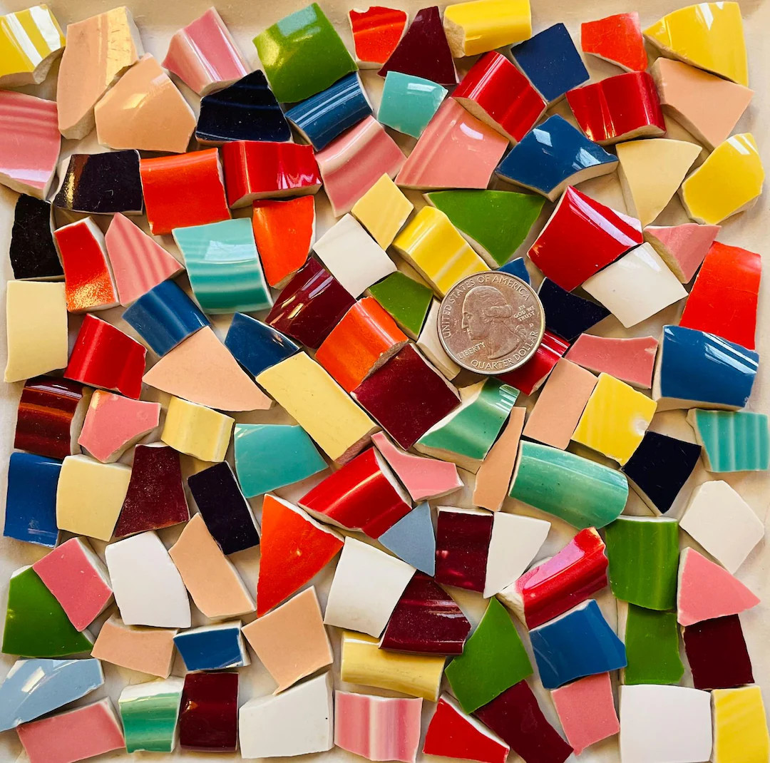Mosaic Art and Crafts Supplies - Bright Multi-colored Small Broken China Fiesta Tiles E980 - Etsy | Etsy (Global)