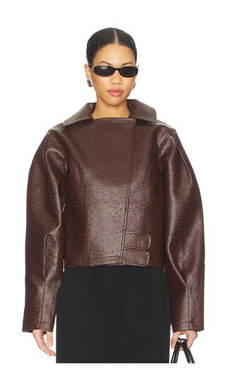 Yellow The Label Oliver Ostrich Jacket in Brown. Size L. Also in XL. | Revolve Clothing (Global)