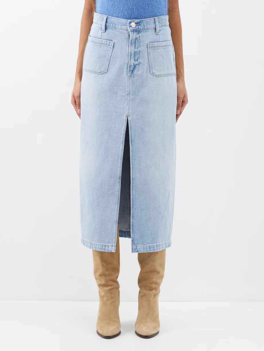 Le Bardot denim midi skirt | FRAME | Matches (US)