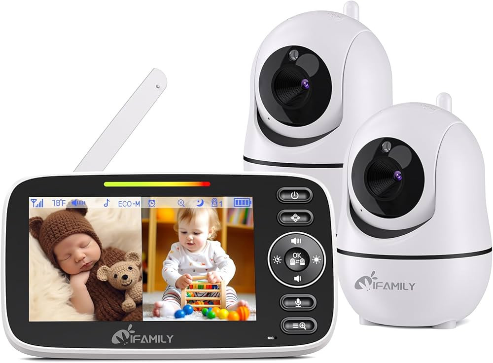 iFamily Split Screen Baby Monitor, Large Display Video Baby Monitor with 2 Cameras and Audio, Lon... | Amazon (US)