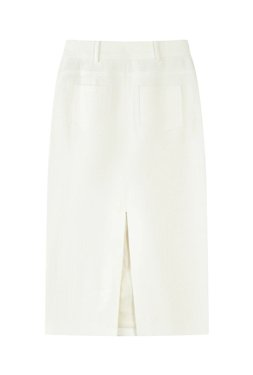 Teigan Linen Pencil Skirt - White | Petite Studio NYC