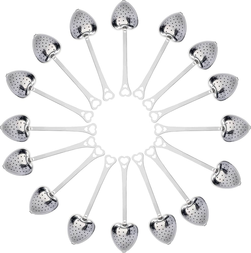 ZIIVARD 50 Pieces Tea Infuser Stainless Steel Long Grip Spoon Loose Tea Leaf Filter Heart Shaped ... | Amazon (US)
