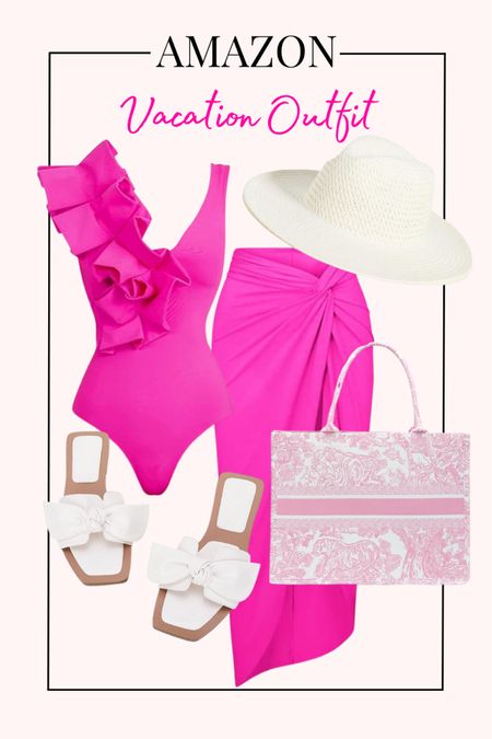 Amazon vacation outfit! One piece swimsuit, coverup, pool outfit 

#LTKstyletip #LTKtravel #LTKswim