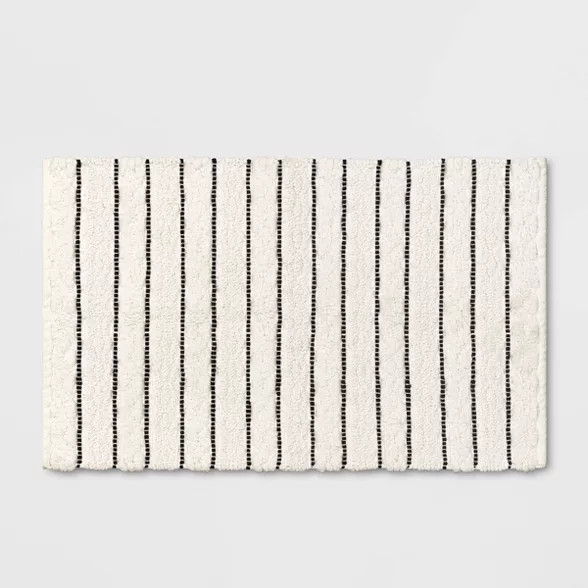 Striped Bath Rug White/Black - Opalhouse™ | Target