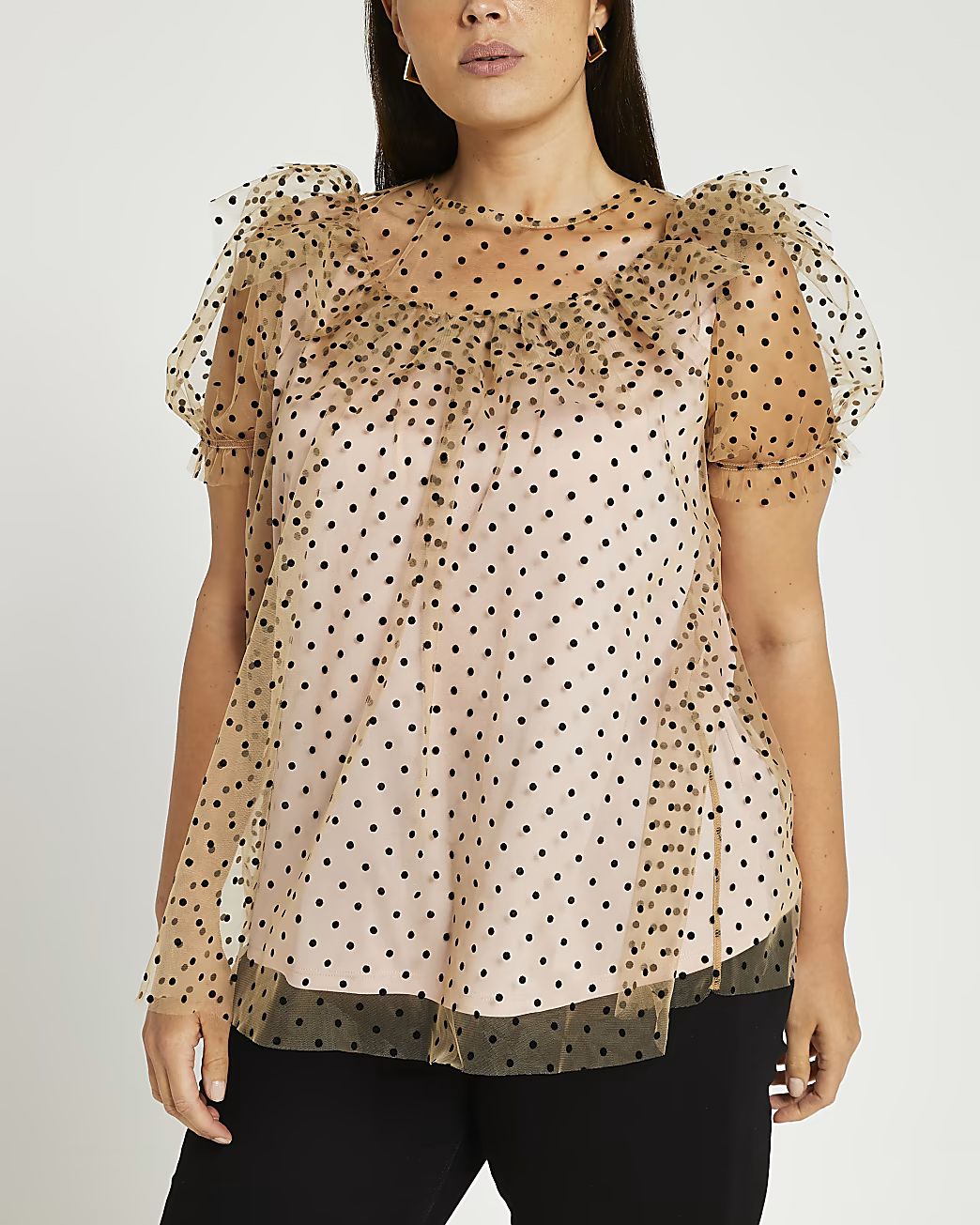 Plus beige polka dot print blouse | River Island (UK & IE)