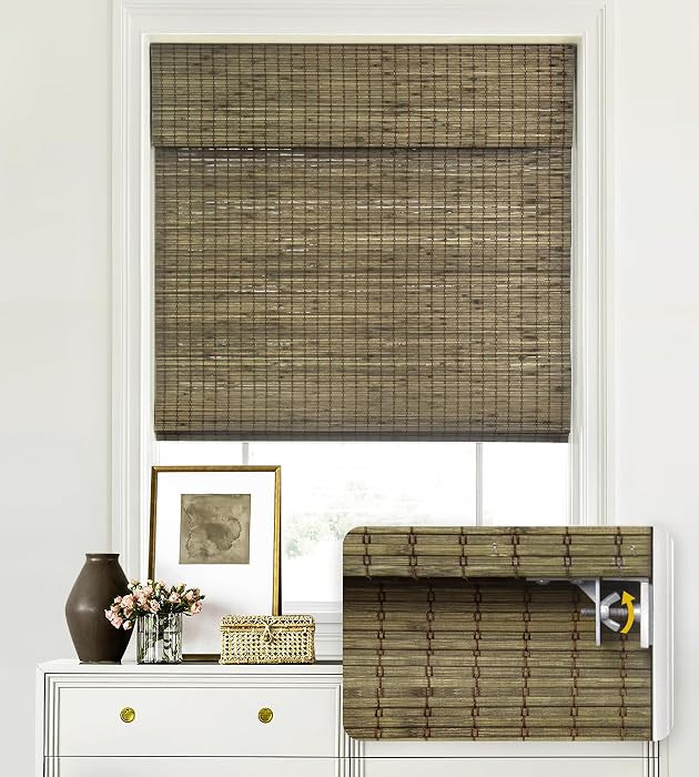 LazBlinds No Tools No Drill Cordless Bamboo Roman Shades, Privacy Window Treatment, Roll Up Bambo... | Amazon (US)