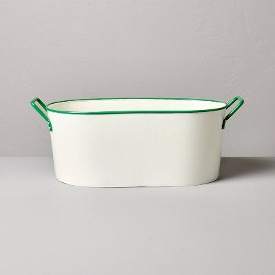 11L Oblong Steel Beverage Tub Cream/Green - Hearth & Hand™ with Magnolia | Target