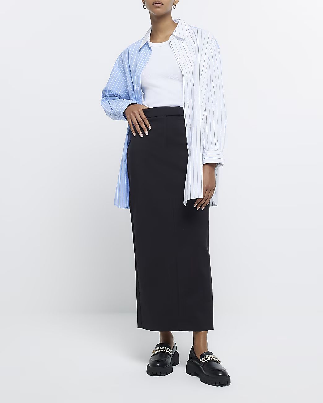 Black pencil maxi skirt | River Island (UK & IE)