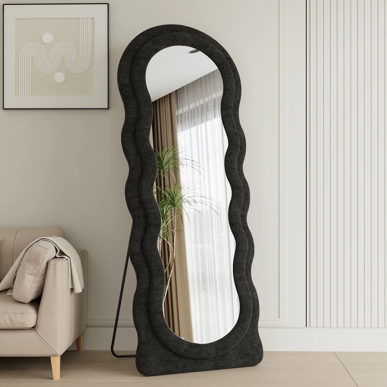 Vlush Wavy Full Length Mirror, Freestanding Floor Mirror with Stand, 63"x24" Wall Mounted Mirror ... | Walmart (US)
