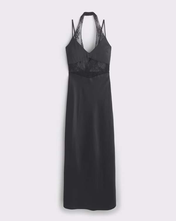 The A&F Julia Slip Lace Halter Maxi Dress | Abercrombie & Fitch (US)