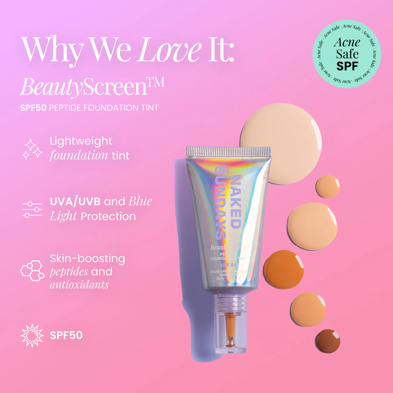 BeautyScreen™ SPF50 Peptide Foundation Tint - 2.5 Light Neutral | Naked Sundays (US)