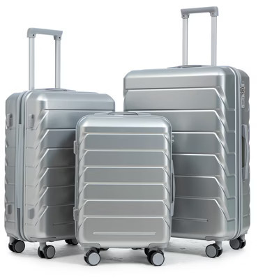 Gulches 3 Piece Silver ABS Hardside 360 Silent Spinner Wheels Combination Lock Luggage Set 20 24 28 in | Target