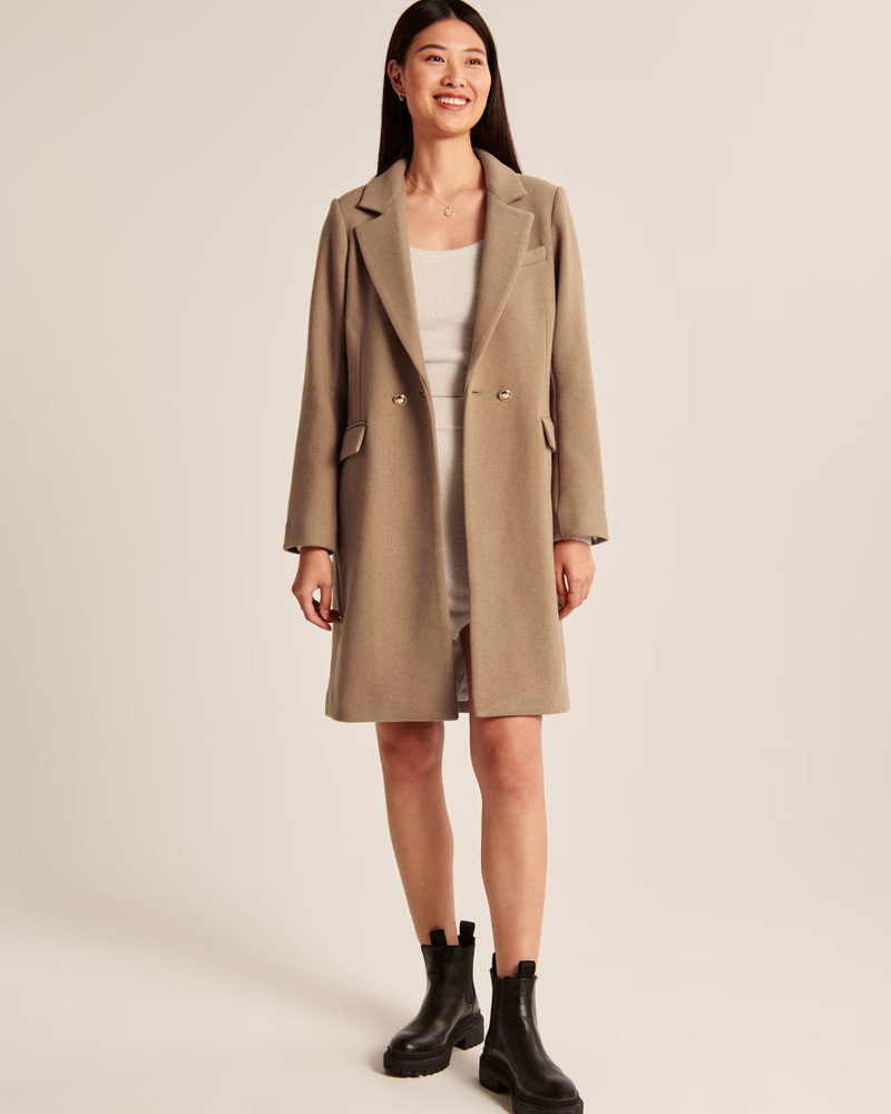 Women's Tailored Wool-Blend Dad Coat | Women's Coats & Jackets | Abercrombie.com | Abercrombie & Fitch (US)