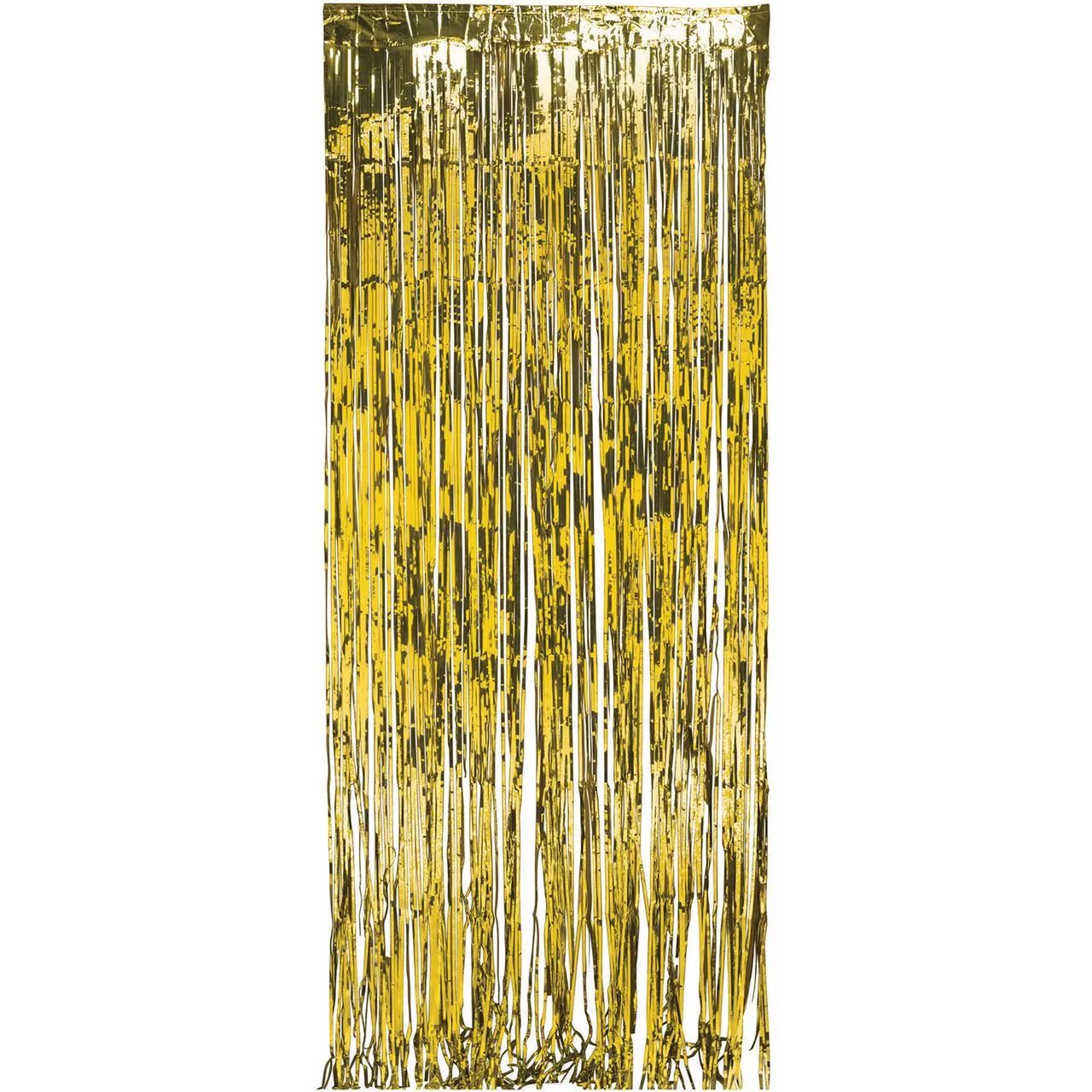 Way to Celebrate! Metallic Gold Foil Fringe Door Curtain Hanging Decoration, 8ft x 3ft | Walmart (US)
