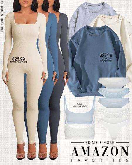 SKIMS + Amazon finds!✨ $25.99 Amazon ribbed bodysuits + $27.99 Amazon oversized sweatshirts!✨ Share this post with a friend!!🤗 Click on the “Shop OOTD Collages” collections on my LTK to shop!🤗 Have an amazing day!! Xo!! 

#LTKFitness #LTKFindsUnder50 #LTKFindsUnder100