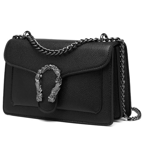 Travistar Leather Crossbody Bags for Women - Small Crossbody Purses Black Trendy Shoulder Designer Handbags Cross Body Clutch Chain Satchel Evening Bag | Amazon (US)