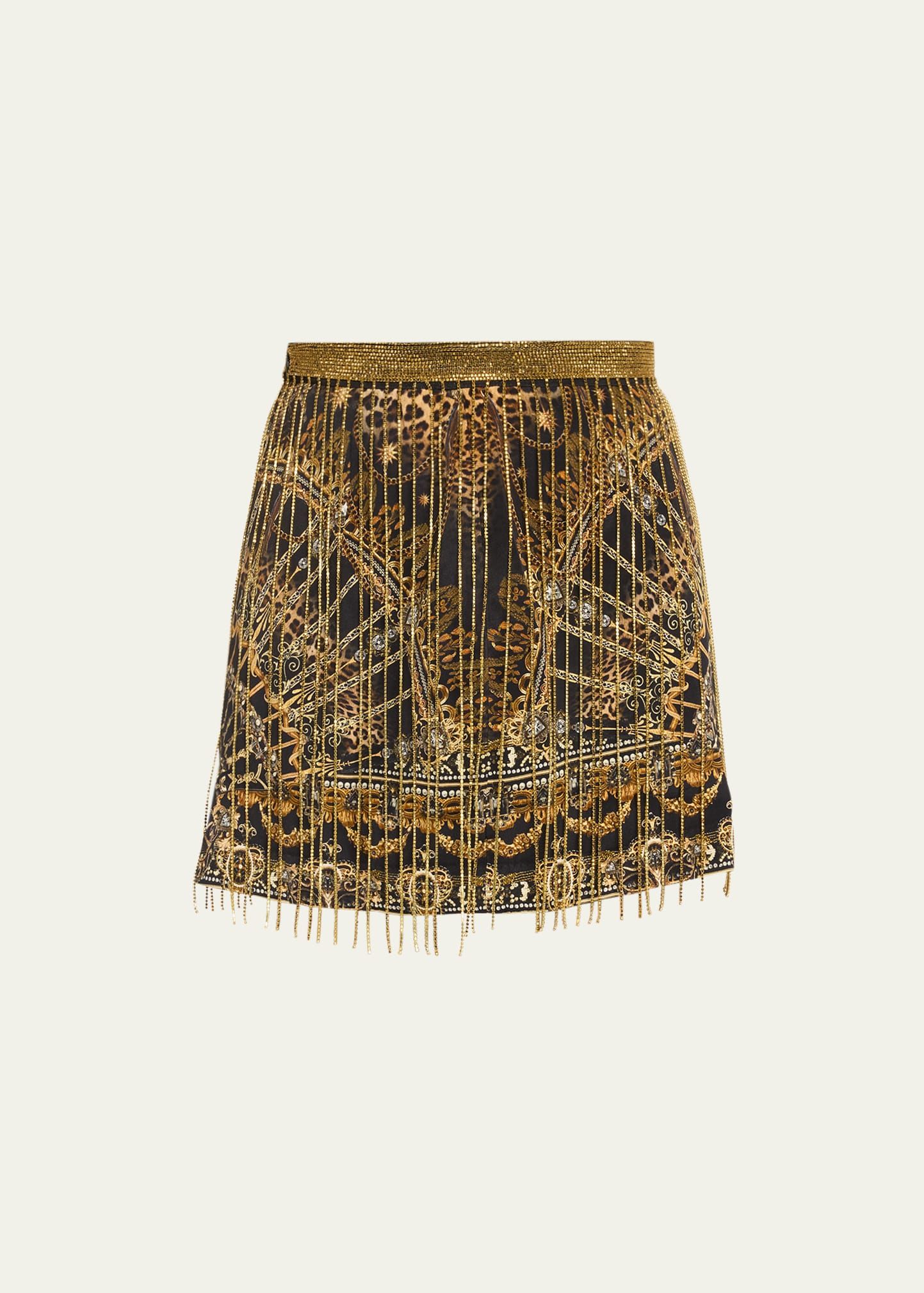 Camilla Crystal Fringe Silk Mini Skirt | Bergdorf Goodman