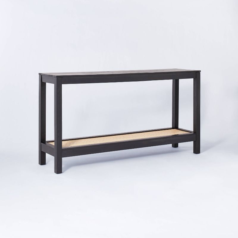 Console Table with Woven Rattan Shelf Black - Threshold™ designed with Studio McGee | Target