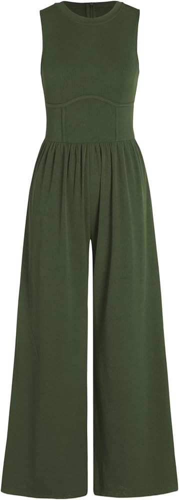 CIDER Jumpsuits for Women Sleeveless Overalls One Piece Jumpsuits
        Dressy, Wide Leg, Crewn... | Amazon (US)