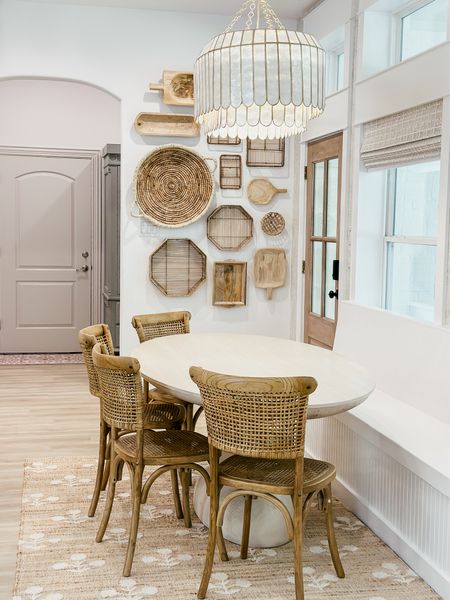 Kitchen nook! I love the color of these chairs 😍 sold as a set of 2! 

Anthropologie THEBLOOMINGNEST rug chandelier shades 

#LTKsalealert #LTKhome