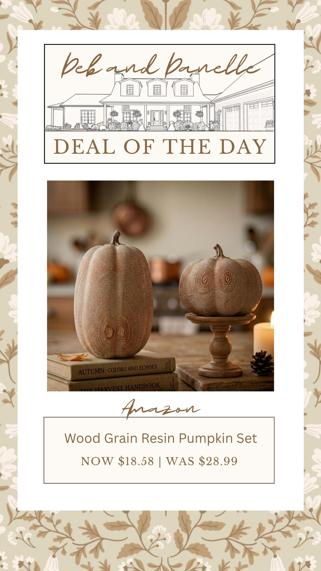 This set of two wood-grain resin pumpkins from Amazon is currently at a great sale price.  

 #LTKSeasonal #LTKHome #LTKSaleAlert