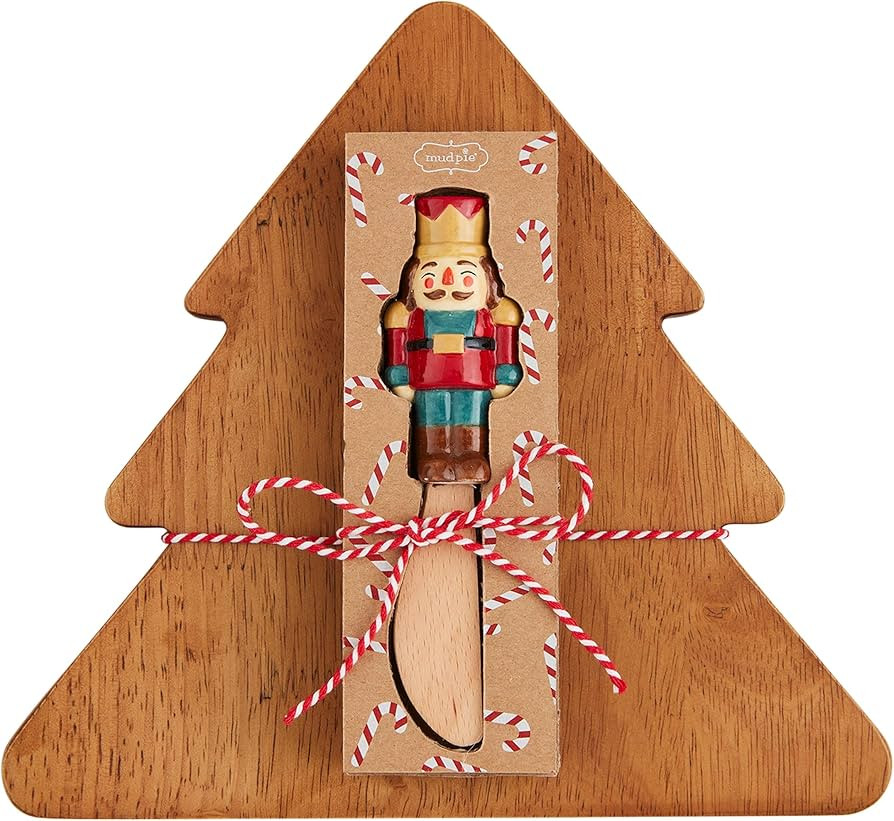 Mud Pie Tree Board Set, Nutcracker, board 7 3/4" x 8 3/4" | spreader 5" | Amazon (US)
