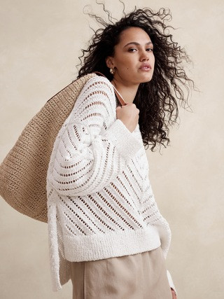 Oversized Cotton-Blend Sweater | Banana Republic (US)