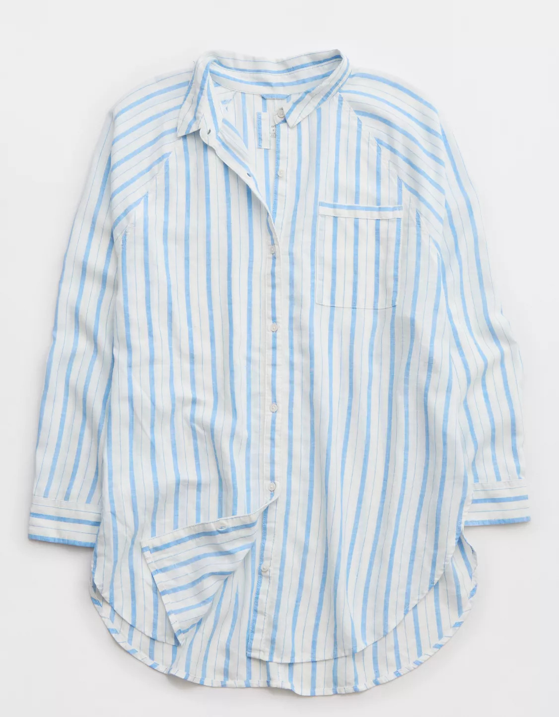 Aerie Pool-To-Party Linen Blend Cover Up Shirt | Aerie