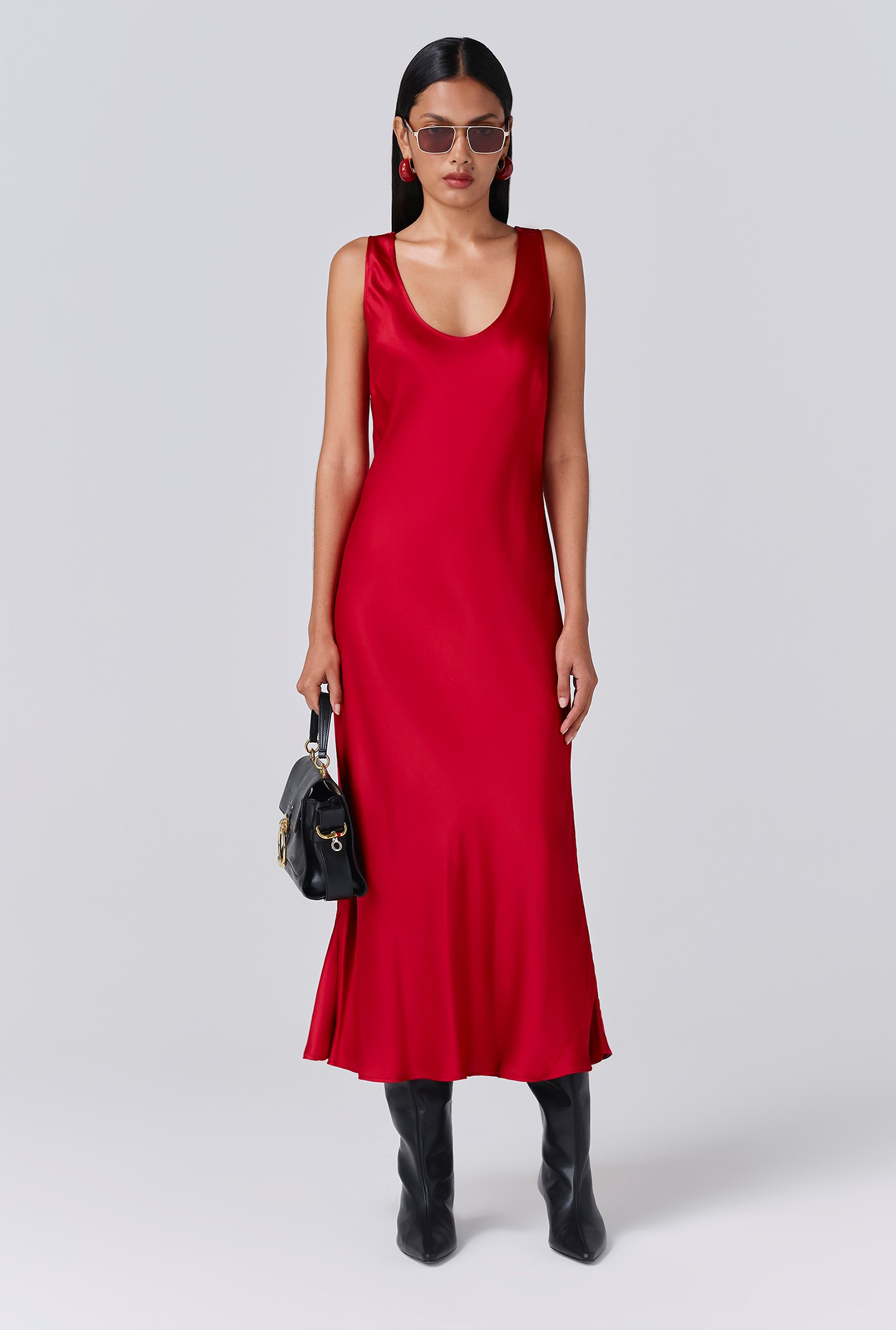 Palm Satin Scoop Neck Midi Slip Dress | Ghost