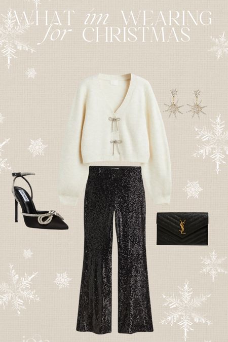 What I’m wearing for Christmas #christmasoutfit #sequin #sequinpants #sequinbowsweater #bowheels #satinheels #holidayheels #ysl #clutch #holidayoutfit #holidayparty 

#LTKHoliday #LTKshoecrush #LTKstyletip