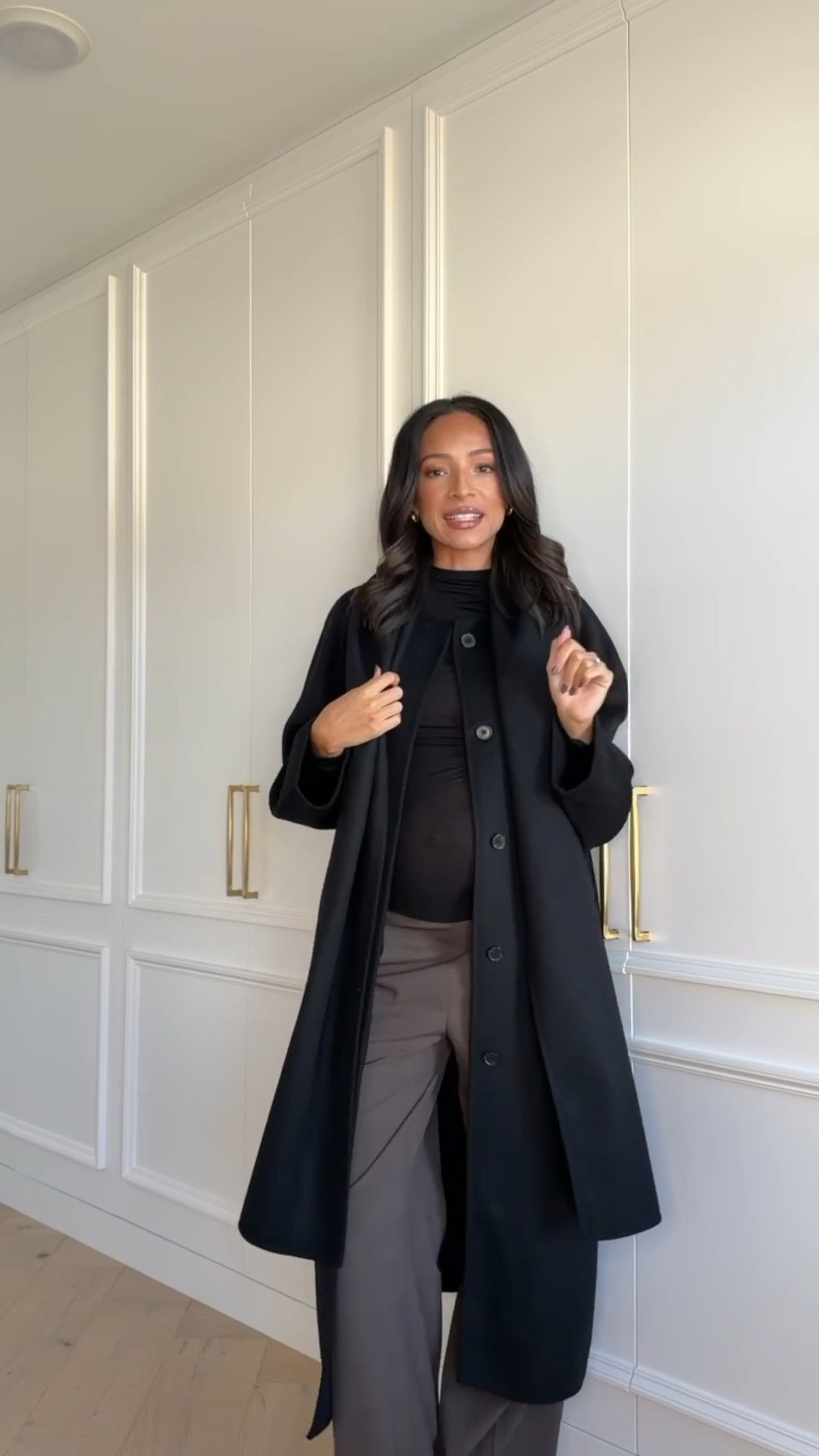 Aritzia SALE!! Pregnancy friendly workwear up to 50% OFF! Wearing size S black top, size M brown wide leg pants and size M black scarf coat 

Winter outfit 
Winter fashion 
Workwear 
Office outfit
Work outfit 
Business casual 

#LTKSeasonal #LTKFindsUnder100 #LTKWorkwear