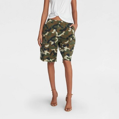 KBB by KAHLANA Women's Mid-Rise 'The Cargo Shorts' - Green Camo L | Target