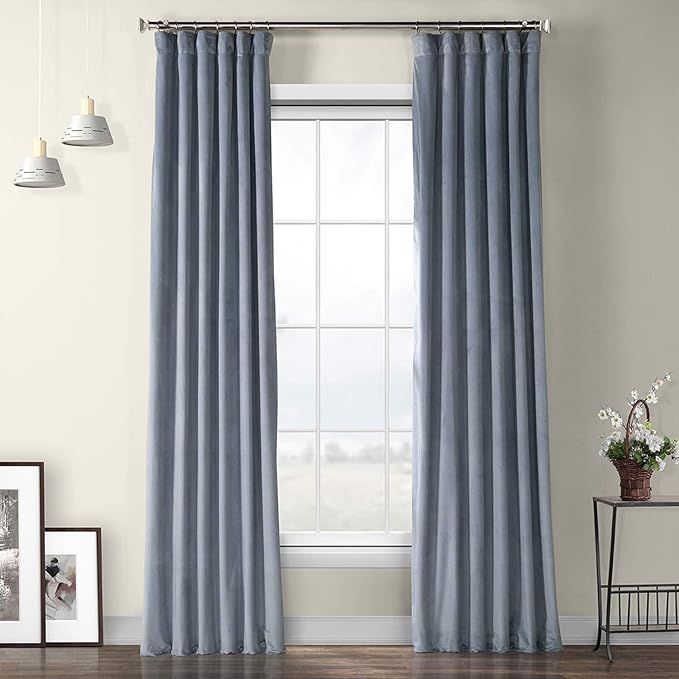 HPD Half Price Drapes Plush Velvet Curtains For Bedroom 50 X 96 (1 Panel), VPYC-179920-96, Denmar... | Amazon (US)
