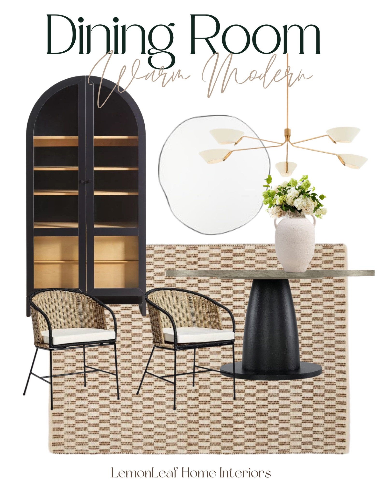Love these furniture pieces for creating a warm modern aesthetic in a dining room. The black and natural cabinet and modern pedestal table play against the texture of the rug and rattan chairs. 



#LTKstyletip #LTKsalealert #LTKhome