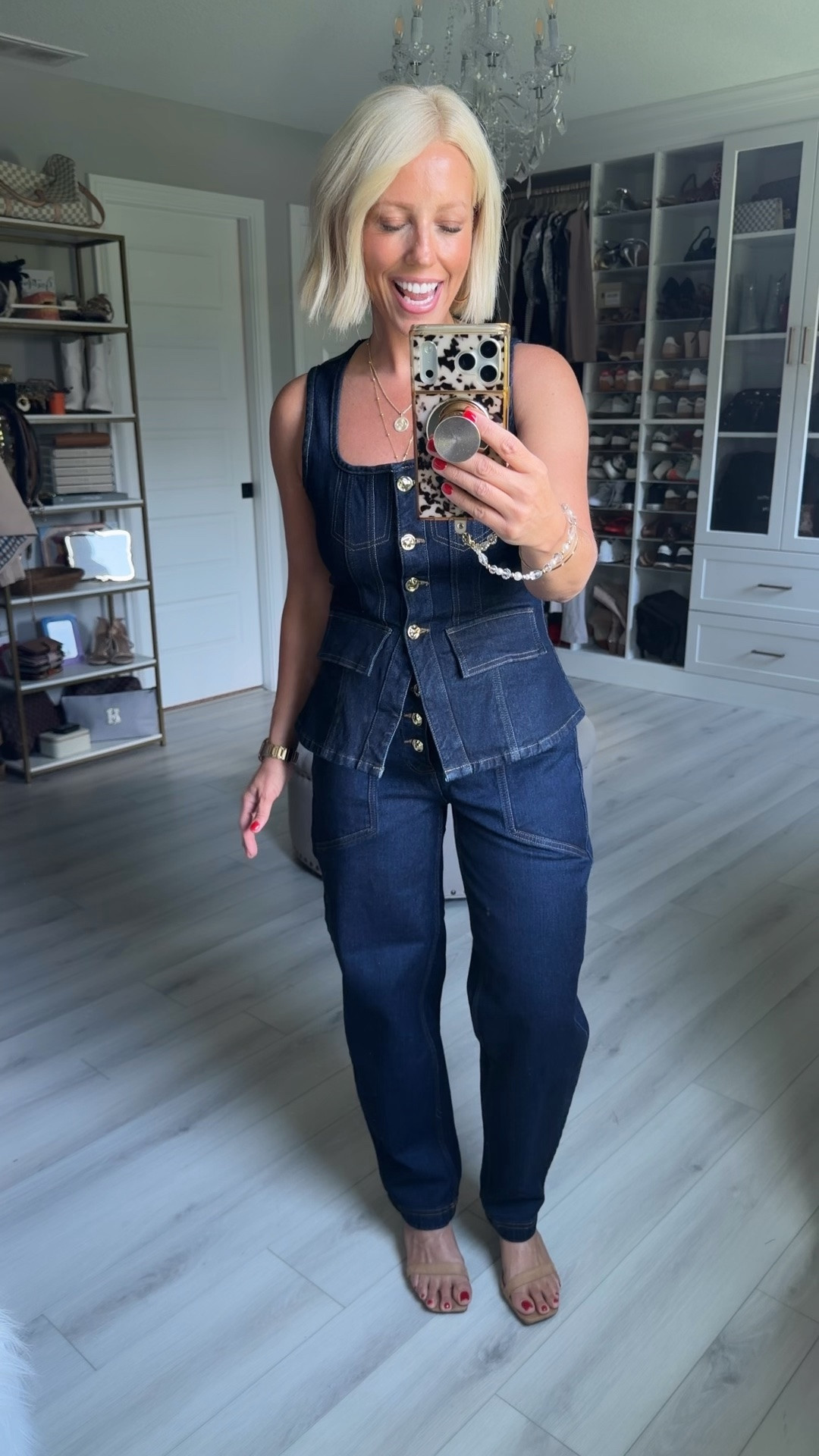 Top size small
Jeans size 4
Heels sized up 1/2 size

#LTKootd #LTKSeasonal #LTKOver40