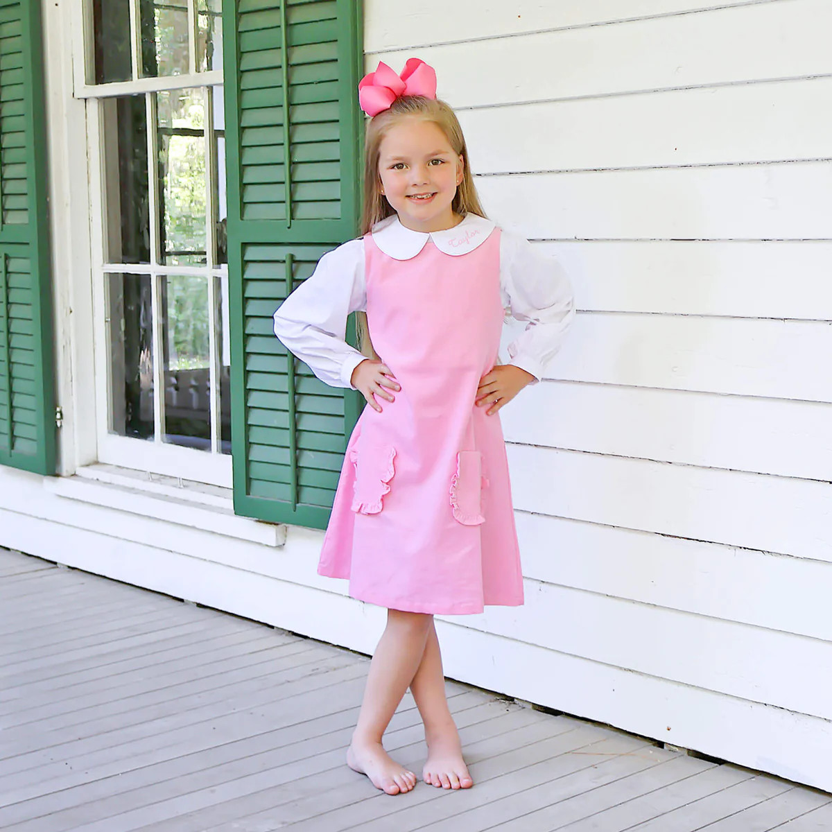 Pink Corduroy Graycen Jumper Dress | Classic Whimsy
