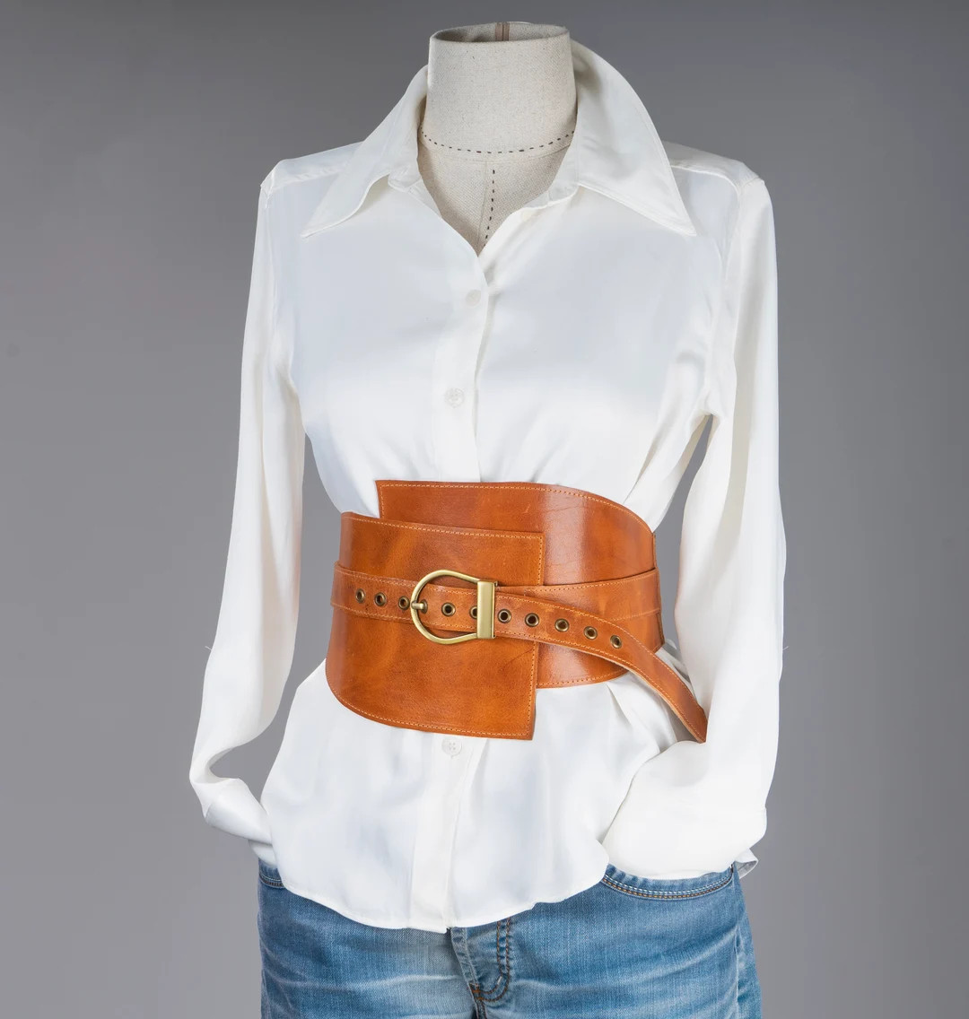 Asymmetrical Leather Corset Belt: Cinching Belt With Brass Buckle - XS - 3X - Etsy | Etsy (US)