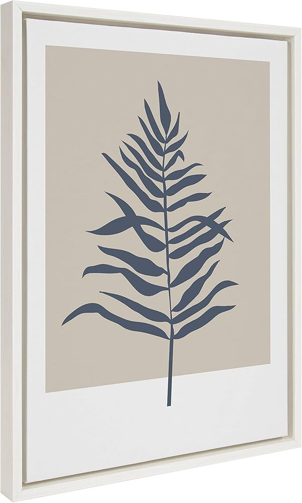 Kate and Laurel Sylvie Muted Tan and Blue Colorblock Botanical Fern Framed Canvas Wall Art by The... | Amazon (US)