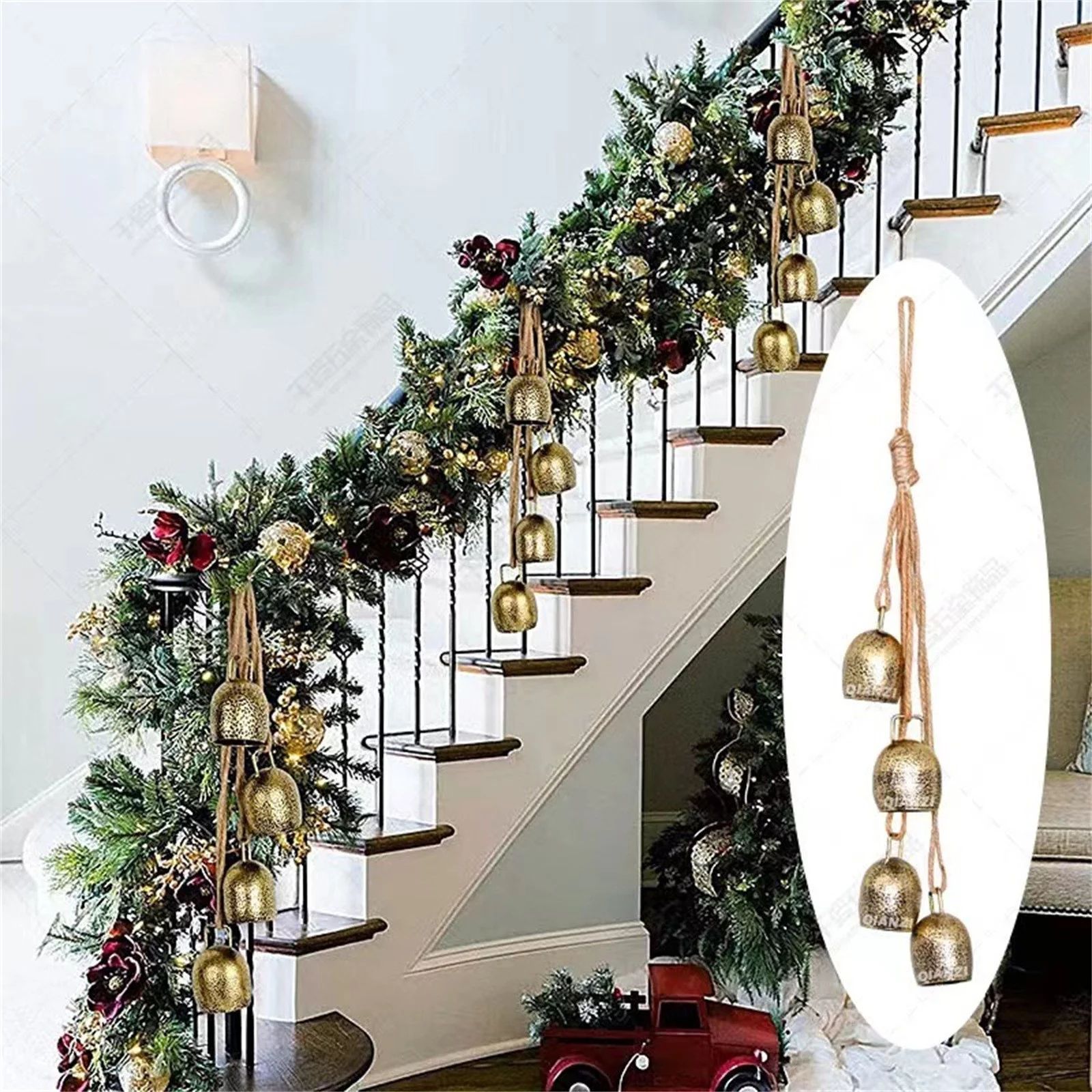 KSCYKKKD Christmas Tree Pendant One Size Iron Wrought Bell Chime Handmade Brass Finish Wall Hangi... | Walmart (US)