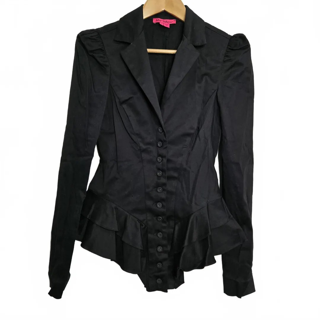 Betsey Johnson Blazer Women's 6 Vintage Y2K Black Peplum Puff Sleeve Steampunk - Etsy Canada | Etsy (US)