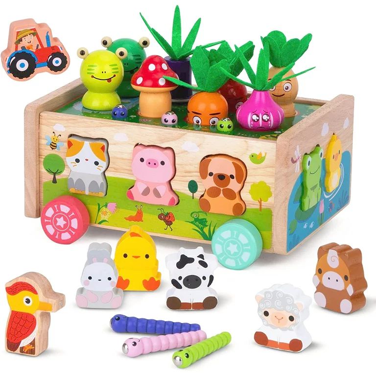 KMTJT Montessori Wooden Toddler Toys for 1 2 3 Years Old Boys Girls, Shape Sorting Toys First Bir... | Walmart (US)