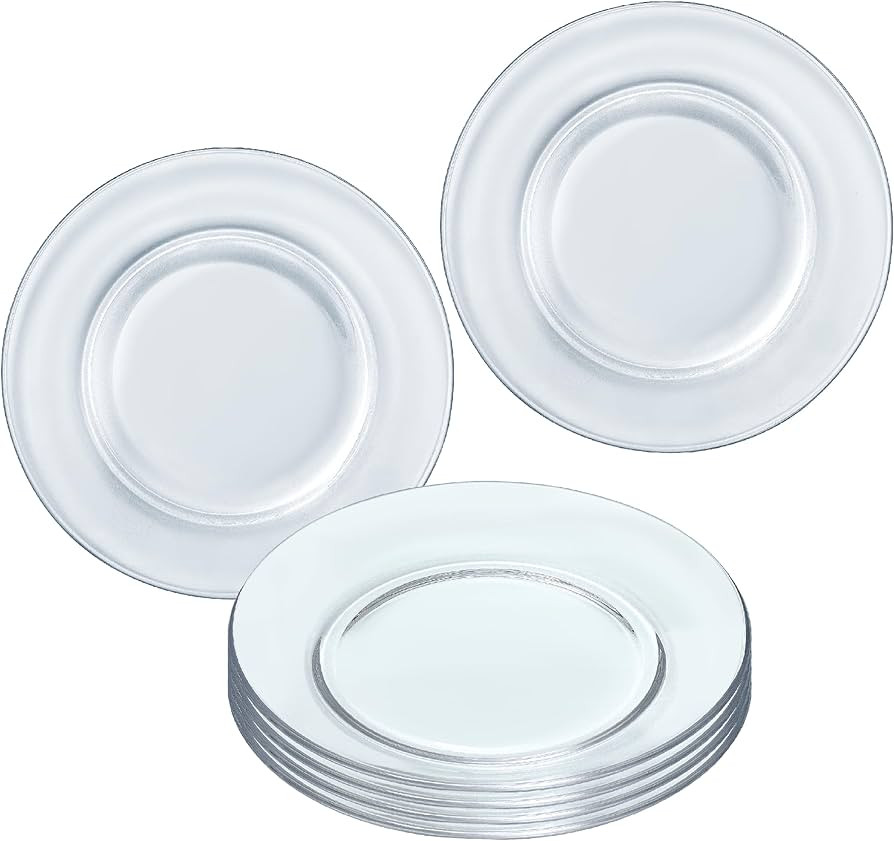 COKUMA 6 Pack Clear Glass Plates, 7.5 inch Tempered Glass Plate with Lipped Edges for Dinner Sala... | Amazon (US)