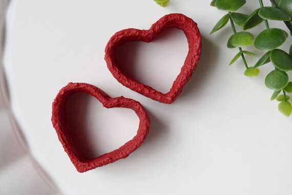 Textured Mini Red Clay Heart | Clay Heart | Red Tiered Tray Décor | Etsy (US)
