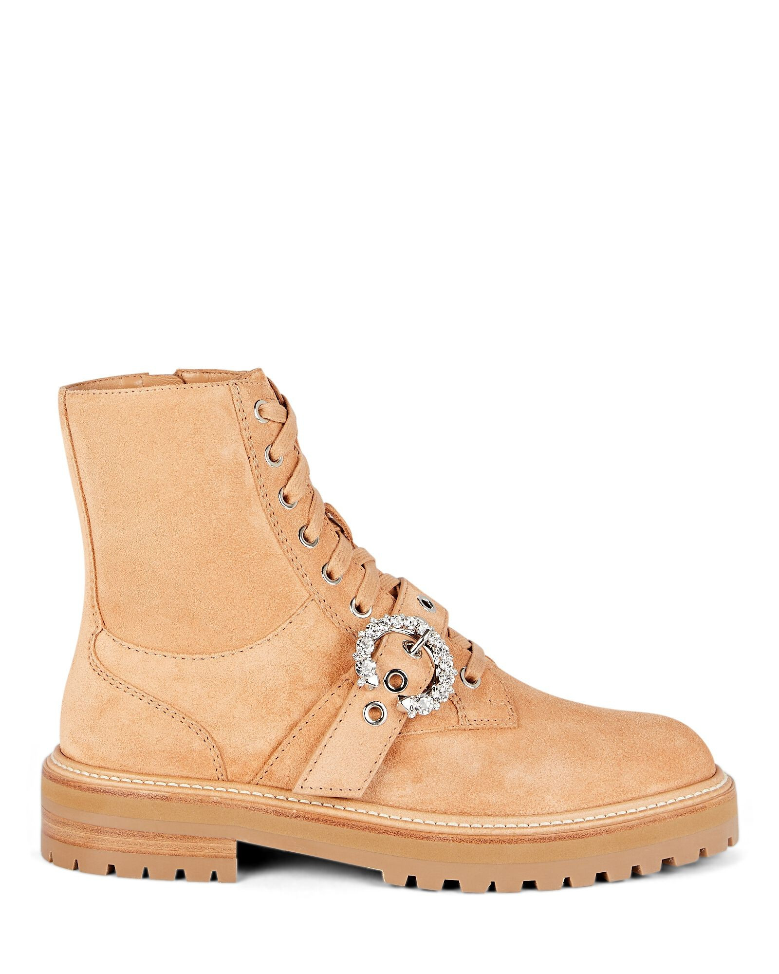 Cora Embellished Suede Combat Boots | INTERMIX
