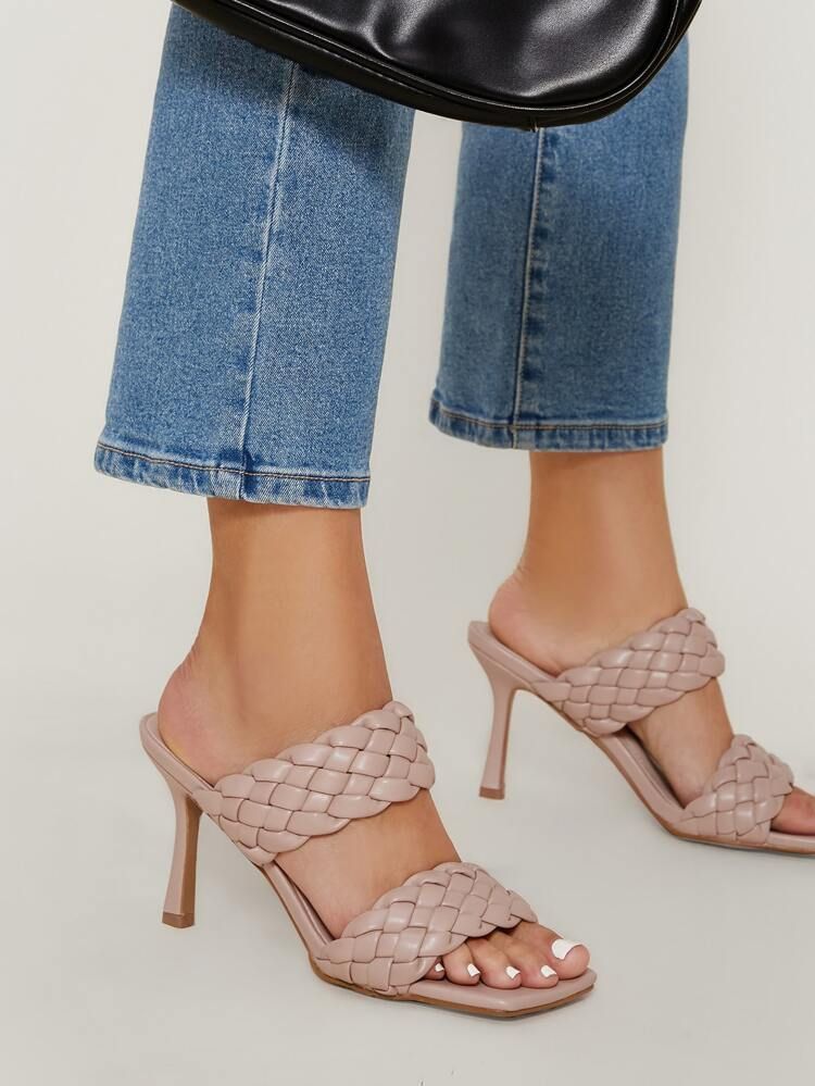 Braided Open Square Toe Stiletto Heels | SHEIN