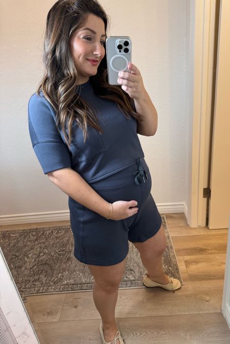 Code: MIMIXSPANX gets you 10% off plus free shipping! 

Spanx newest air essentials arrivals!! 
6inch high waisted shorts- also come in a shorter length!
Cropped tee! The perfect set for summer!!

It’s also bump friendly- i’m 31 weeks pregnant!
Shorts size medium- so stretchy! 
Top size small 

#LTKstyletip #LTKfindsunder100 #LTKfindsunder50