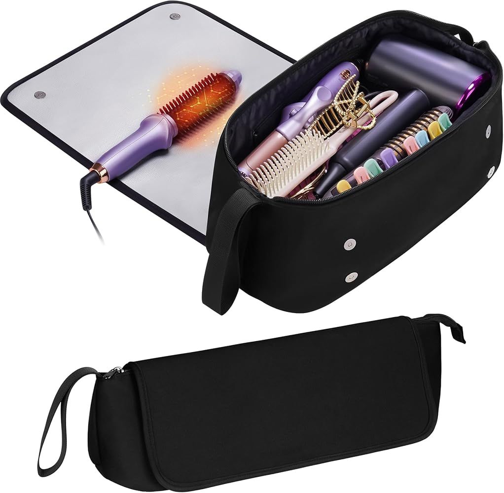 2-in-1 Heat-Resistant Hair Tool Travel Bag with Organized Storage for Hairdryers, Brushes, Combs,... | Amazon (US)