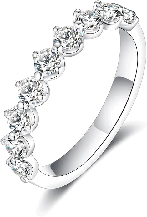 IMOLOVE Moissanite Wedding Bands for Women, Dainty 9 Round Stone Women's Eternity Stackable Rings... | Amazon (US)