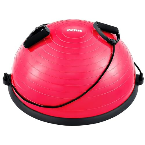 ZELUS Balance Ball Trainer with Resistance Bands and Foot Pump, Inflatable Yoga Ball for Home Gym Workouts, 23 Inch Exercise Half Ball for Balance Training Core Strength Fitness More, 330lb Cap | Amazon (US)