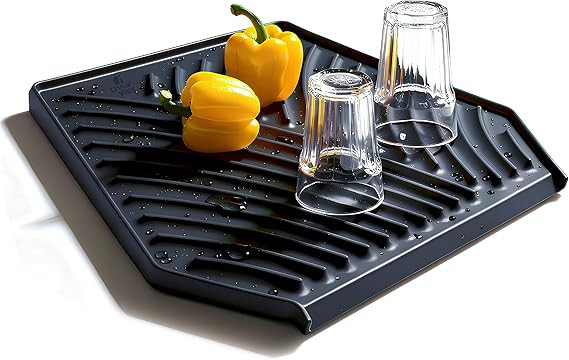 Silicone Dish Drying Mat with Drain, Self-Draining, Heat Resistant & Non-Slip Kitchen Counter Mat... | Amazon (US)